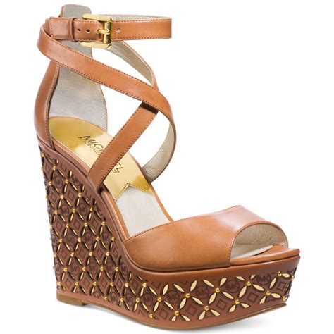 michael kors tan wedges|michael kors black wedges women.